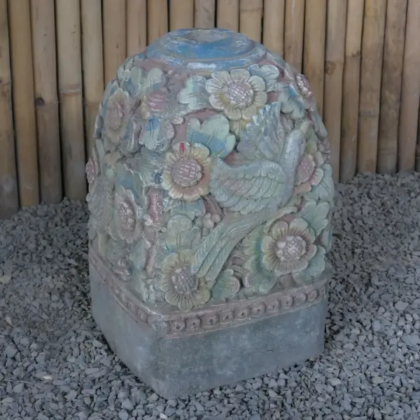 Product image 3 of the product “Balinese Stand for Umbrella or Flag - Old Style - Made from cement and taro sand, several parts, Approx. 50cm height ”
